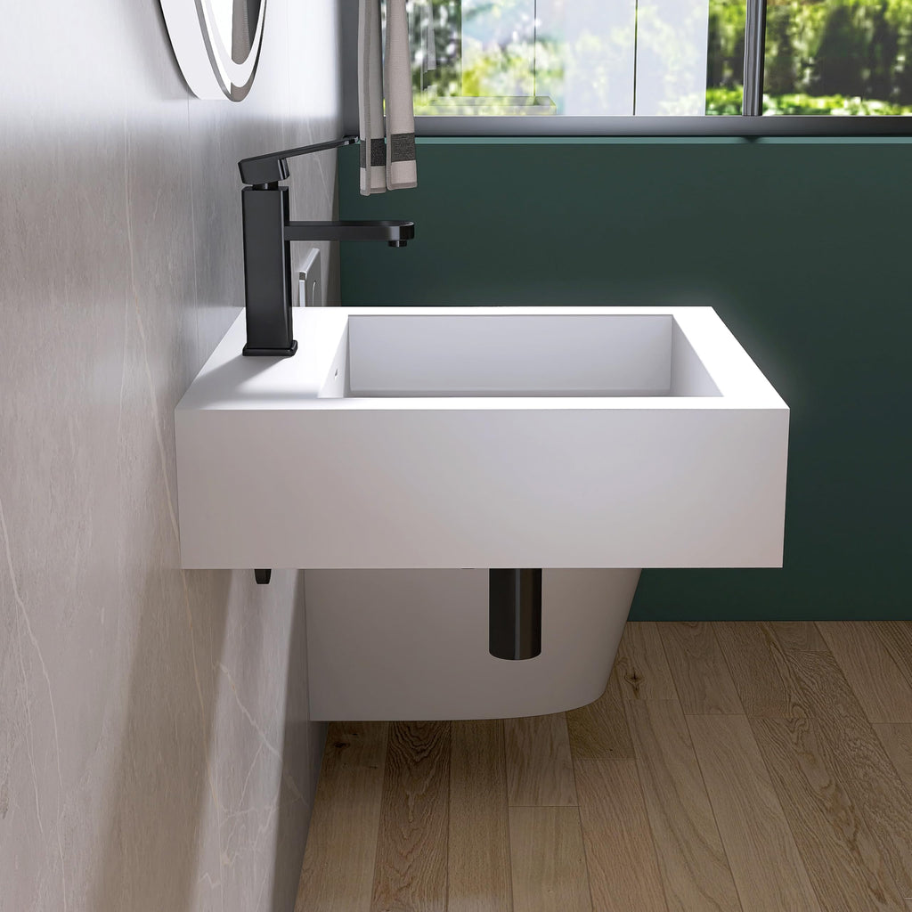 47" Wall Mount Sink, Artificial Stone Bathroom Sink, Single Hole