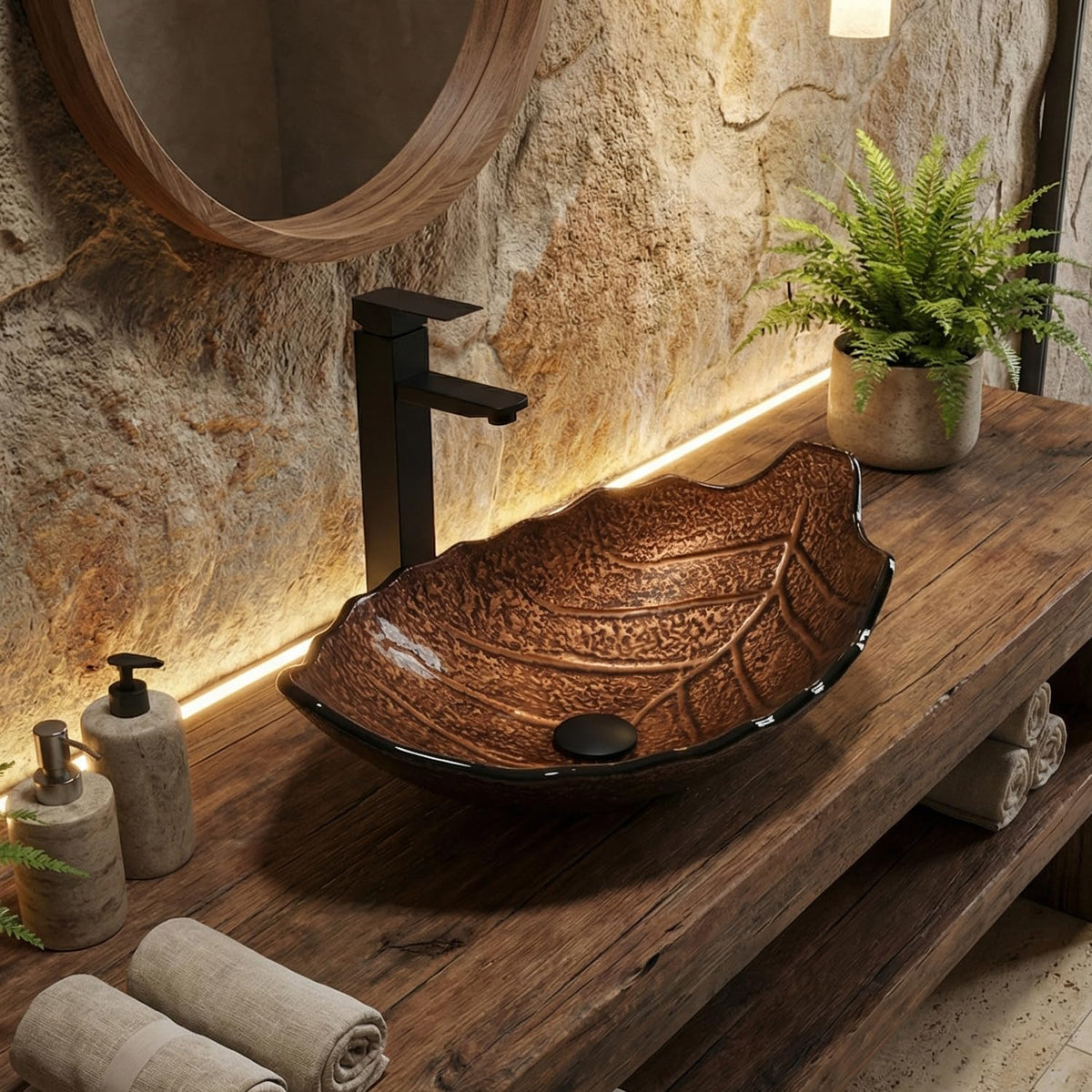 Bathroom Boat Shape Artistic Glass Vessel Sink, Gold