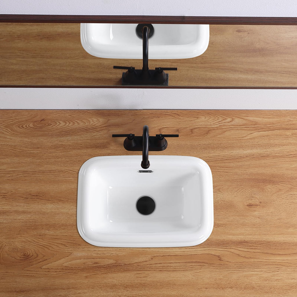 23" Drop-in Bathroom Sink with 8" Widespread 3 Hole Ceramic Basin