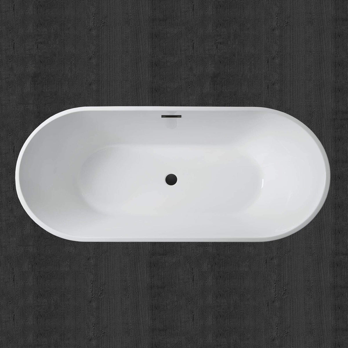 WOODBRIDGE 54" Acrylic Freestanding Bathtub Contemporary Soaking White Tub with Matte Black Overflow and Drain,BTA1702-MB