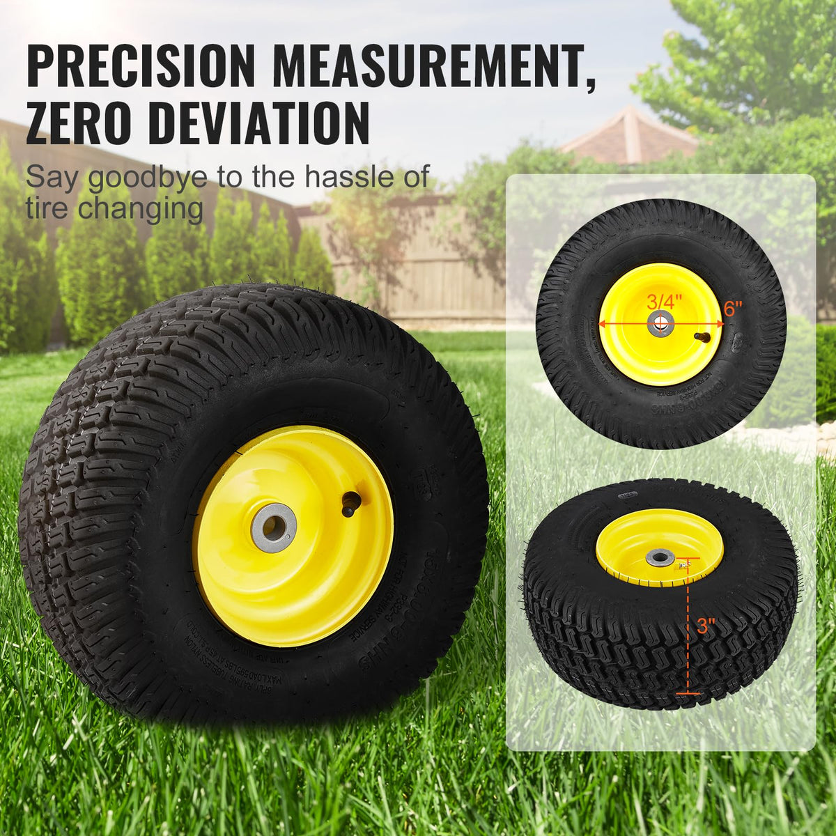 VEVOR Lawn Mower Tires with Rim, 20x8-8" Tubeless Tractor Tires, 2-Pack Tire and Wheel Assembly, S-Turf Pneumatic Tires with 3.5" Offset Hub and 3/4" Bushing Size, for Riding Mowers Lawn Tractors