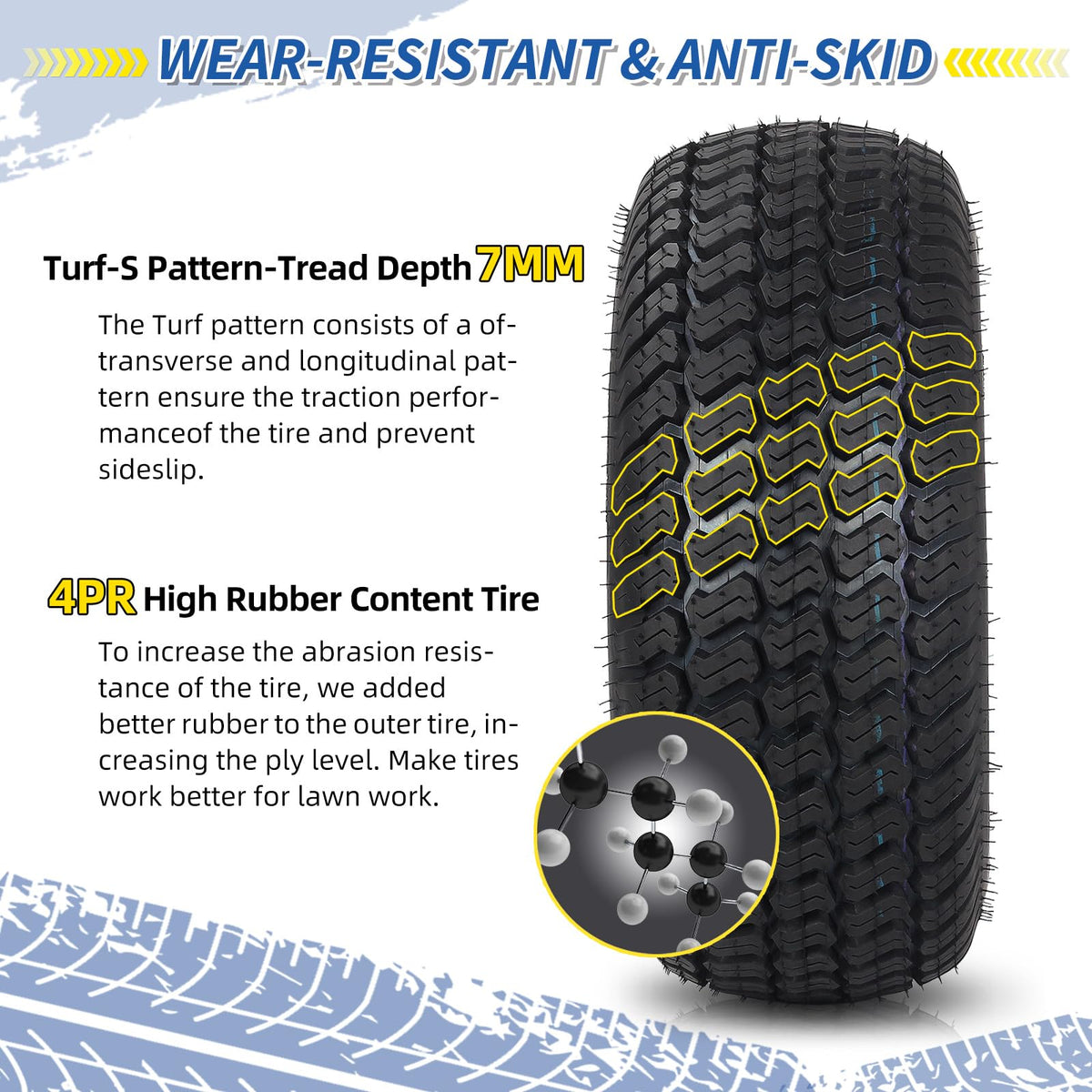 GICOOL 20x10.00-8 Lawn Mower Tire and Wheel, 3/4" Borehole, and 3/16" Keyway, 3.5" Offset Hub, 4 Ply Tubeless Tire, Replacement 20x10-8nhs Riding Lawn Mower and Tractor Rear Tire and Wheel Assemblies