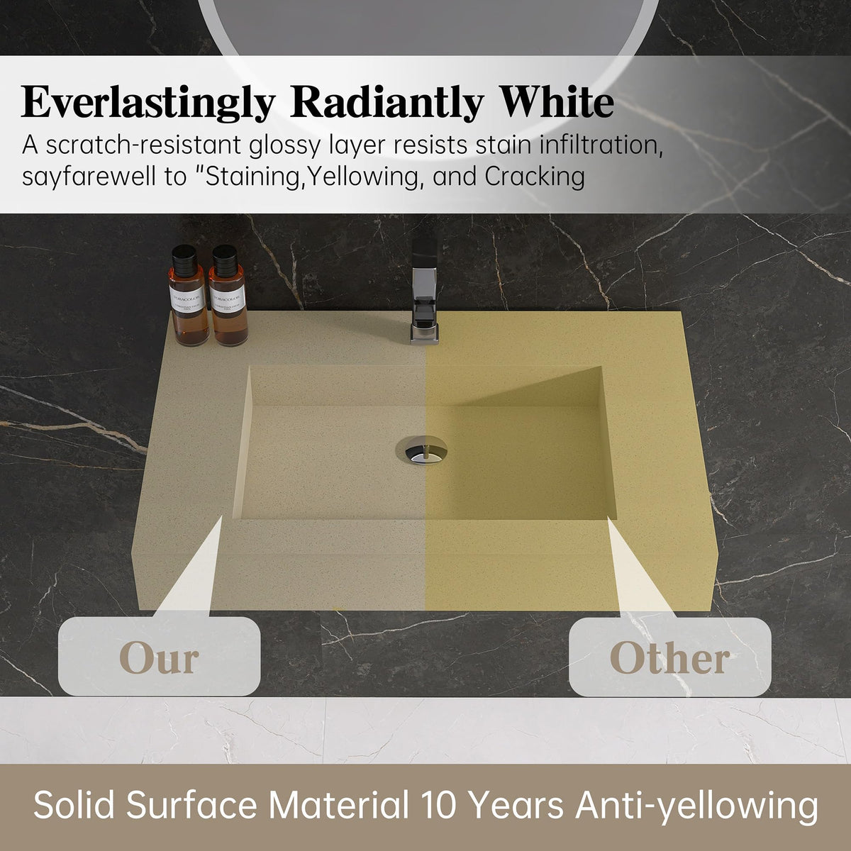 47" Wall Mount Sink, Artificial Stone Bathroom Sink, Single Hole