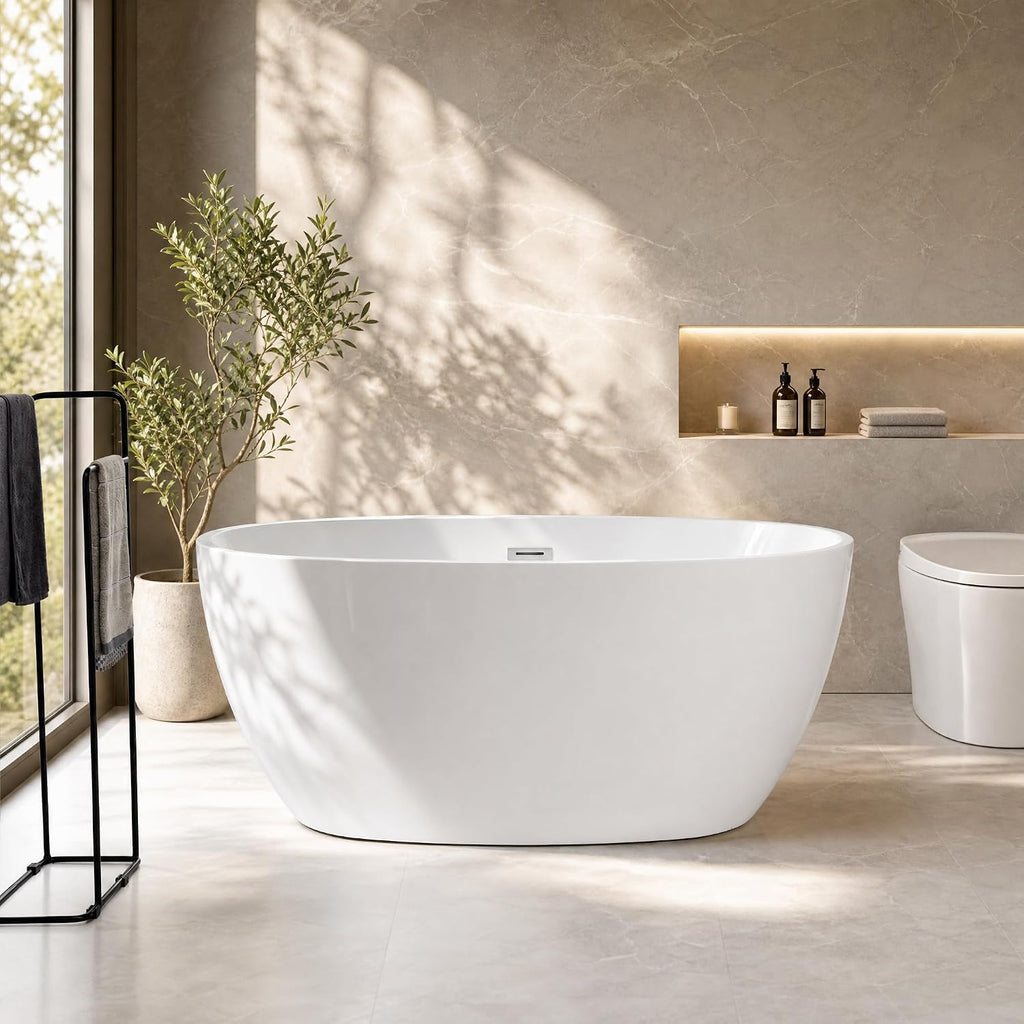 WOODBRIDGE 55" Acrylic Freestanding Soaking Bathtub, White, B5903-C