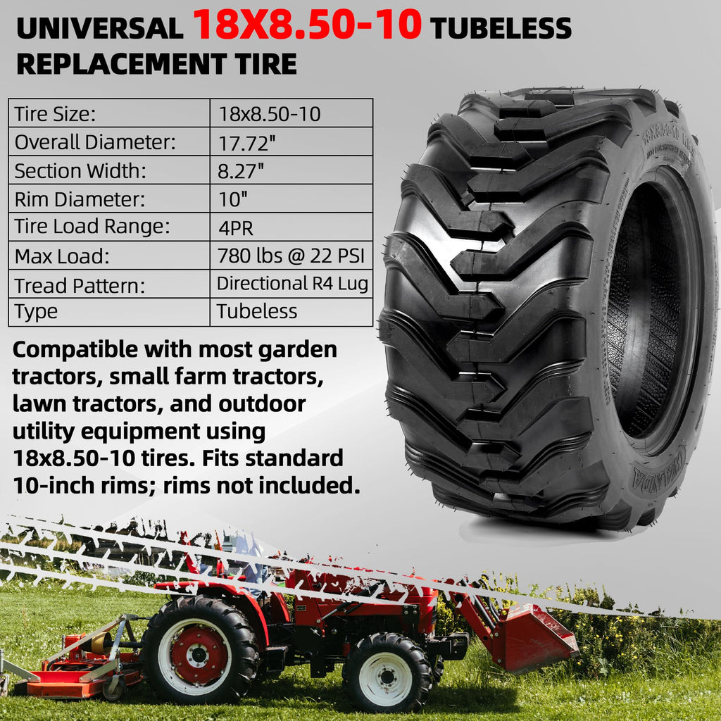 AR-PRO (2 Pack) 20x8.00-8 Lawn Mower Turf Tires, Tubeless, No Rims