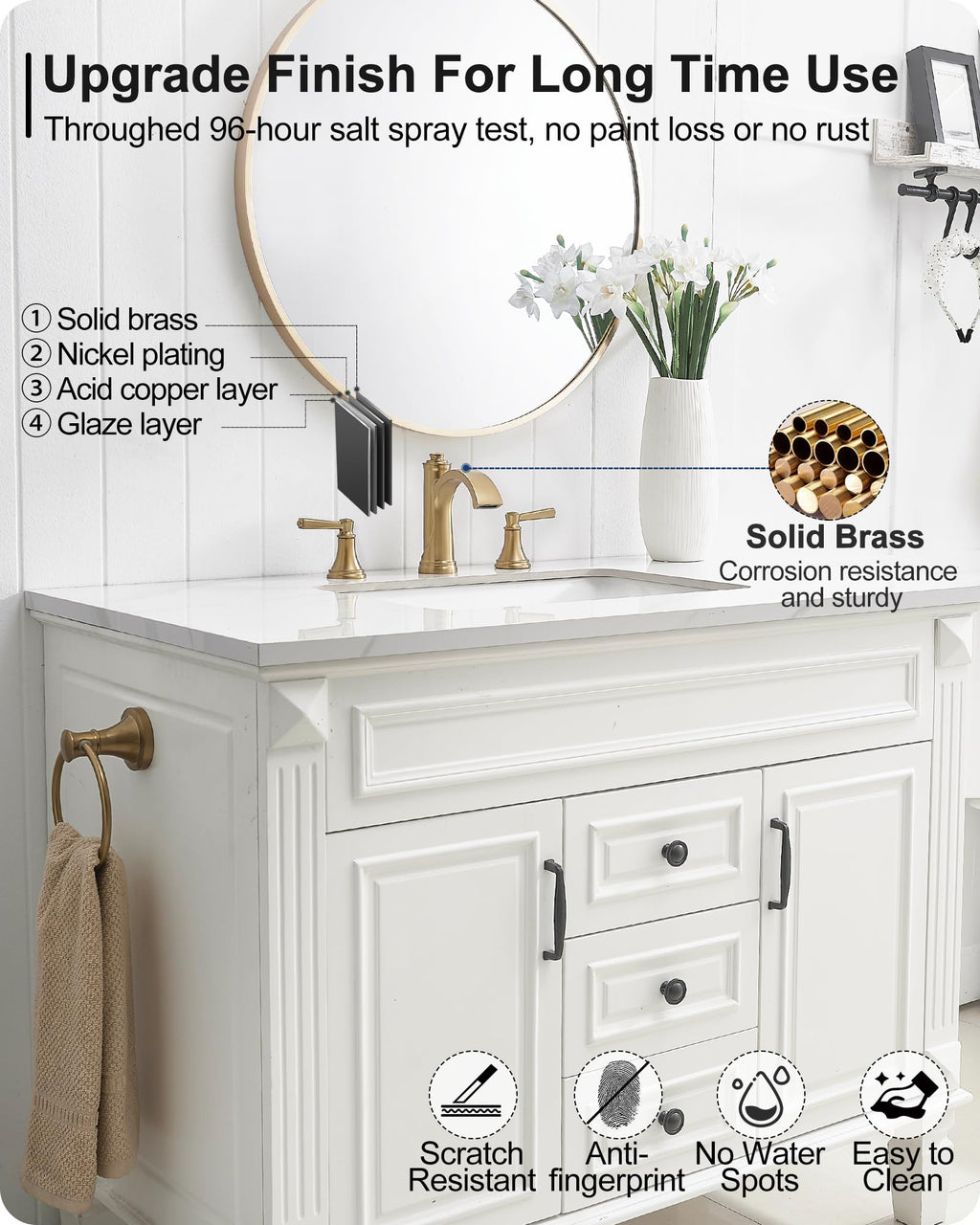 Waterfall Bathroom Faucet 3 Hole, 4-16 Inch Oil Rubbed Bronze Bathroom Faucet, Brass Bathroom Sink Faucet, 2 Handle Bathroom Faucets, Bathroom Vanity Faucet with Pop-Up Drain, Water Hoses