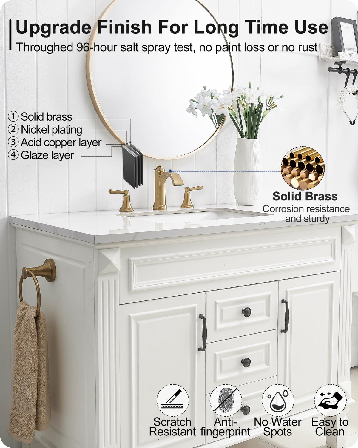 Waterfall Bathroom Faucet 3 Hole, 4-16 Inch Oil Rubbed Bronze Bathroom Faucet, Brass Bathroom Sink Faucet, 2 Handle Bathroom Faucets, Bathroom Vanity Faucet with Pop-Up Drain, Water Hoses