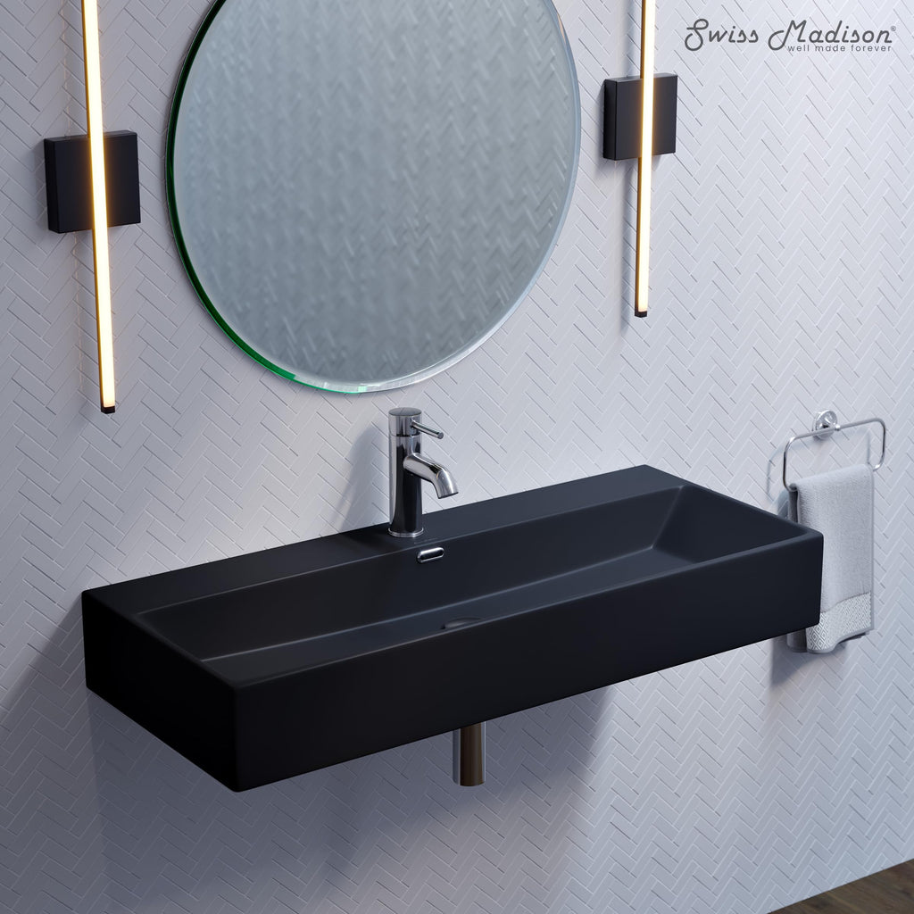 Claire 30" Rectangle Wall Mount Bathroom Sink in Glossy White