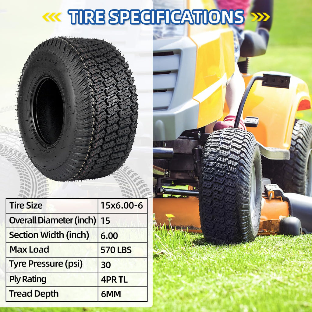 GICOOL 20x12.00-10 Tubeless Lawn Mower Tire for Riding Mower Tractor, 4Ply