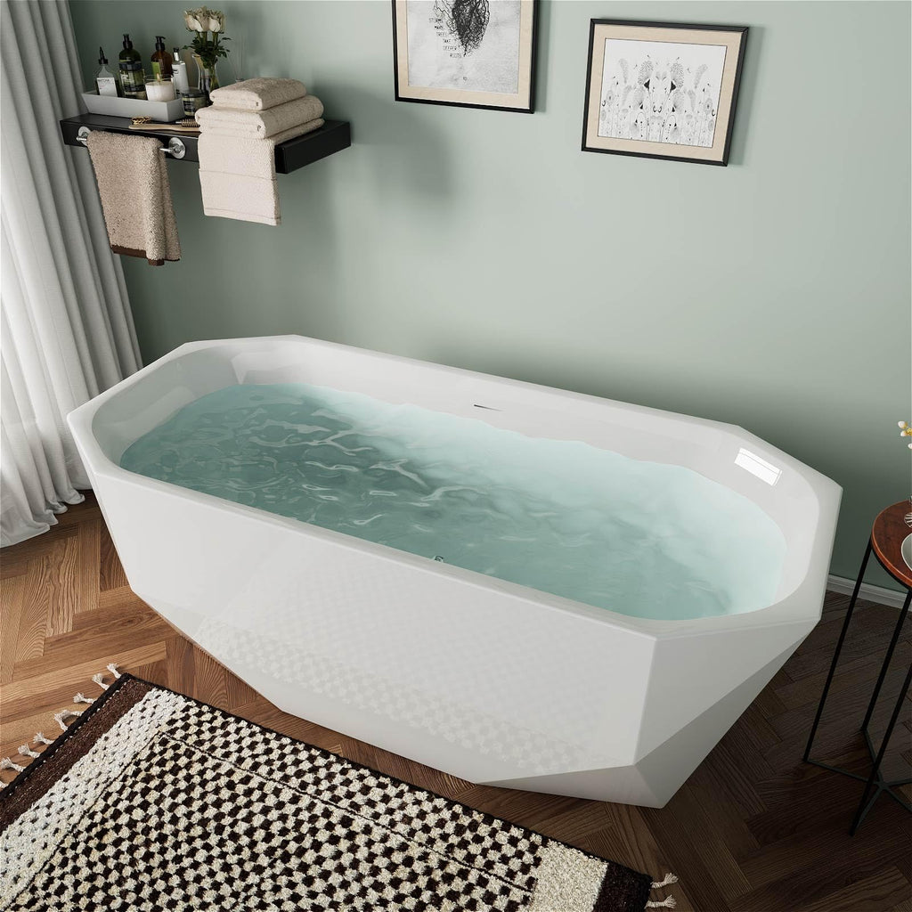 59" Acrylic Freestanding Bathtub,Double Ended,Lozenge Texture,Black
