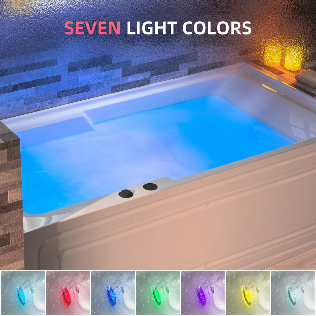 WOODBRIDGE 60" Alcove Acrylic Rectangular Whirlpool Heated Jetted Tub in White with Left Drain, Chrome pop-up Drain Included BS6030L