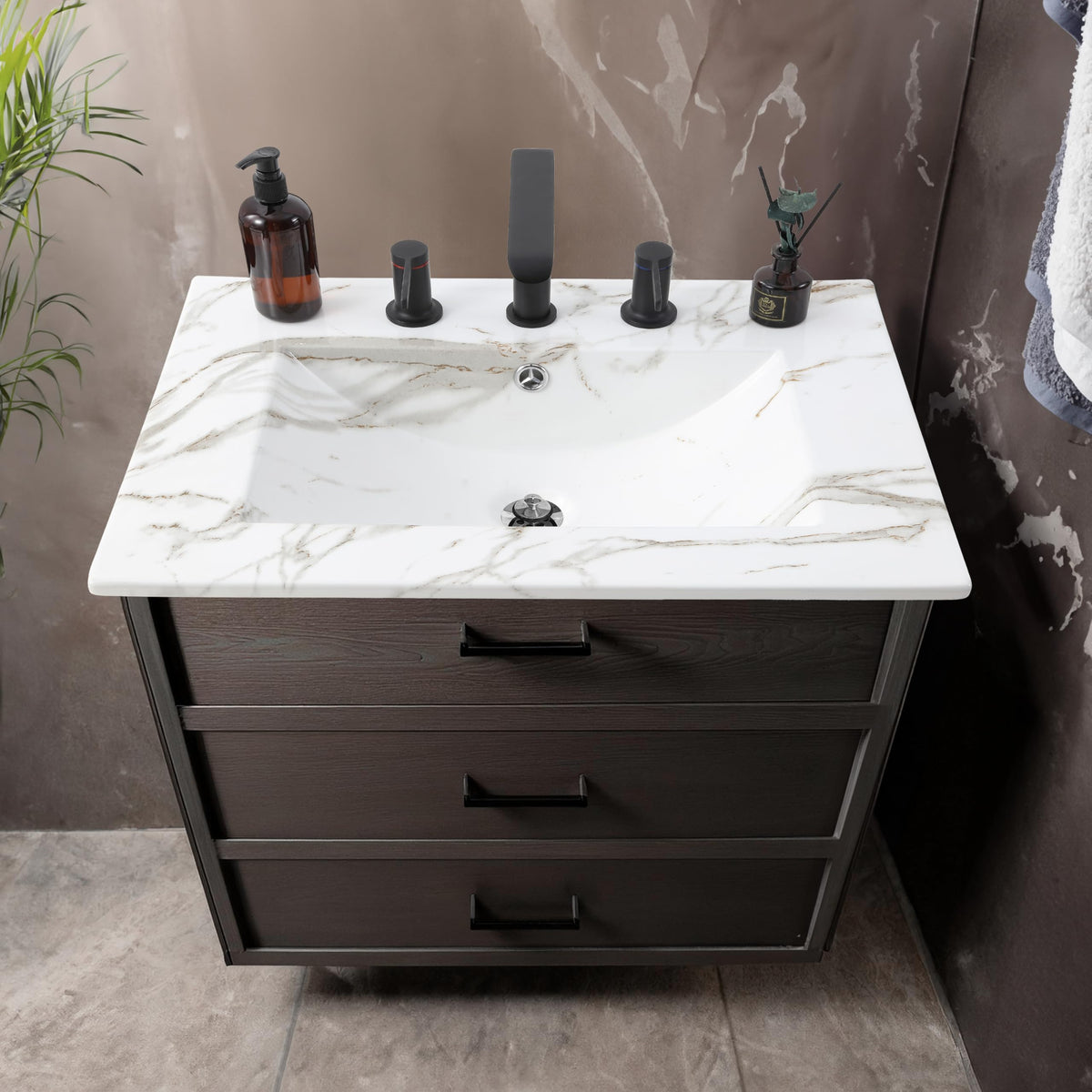JONATHAN Y Ancillary 30" Bathroom 3-Hole Sink Top, White
