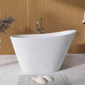 GETPRO Free Standing Tub 51" Deep Soaking Bath Tub, Oval Shape Acrylic Freestanding Bathtub with Integrated Slotted Overflow and Removable Anti-clogging Drain Glossy White