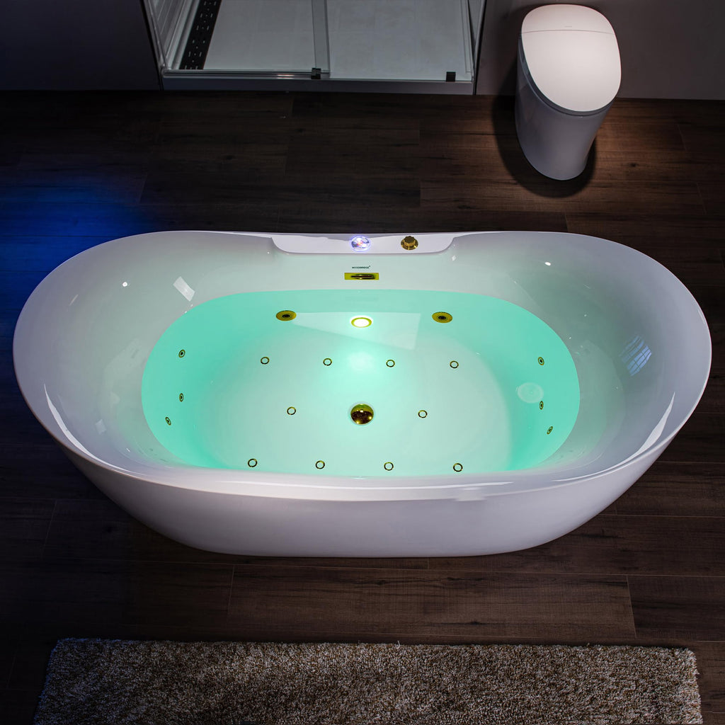 WOODBRIDGE 72"Ã35-3/8" Double Slipper Whirlpool&Air, Heated Soaking Bathtub