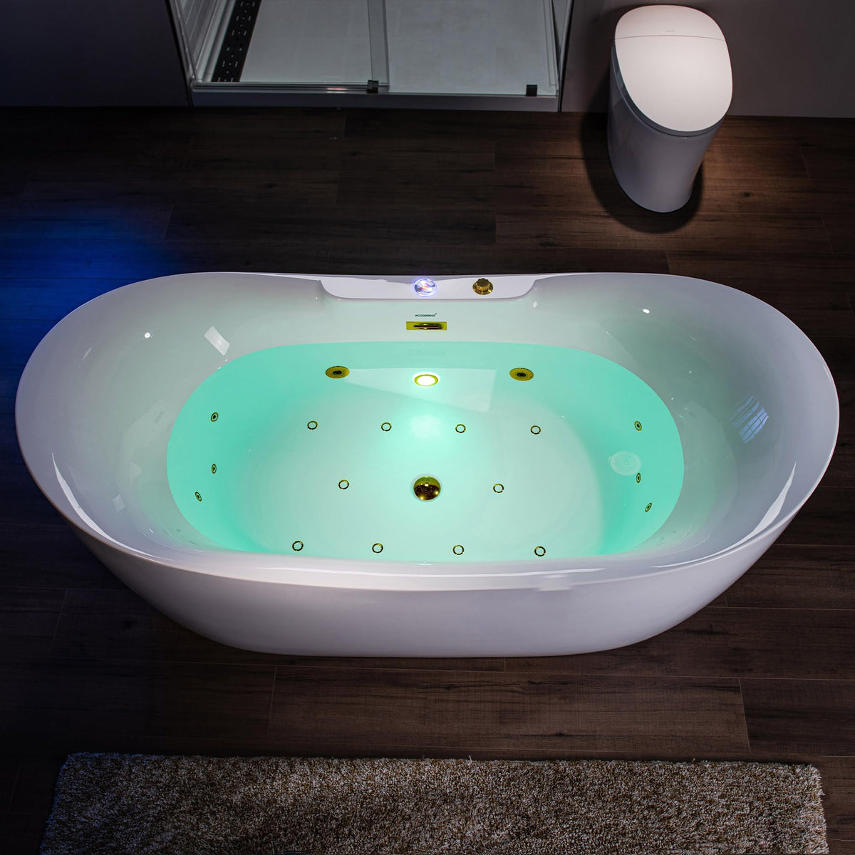 WOODBRIDGE 72"Ã35-3/8" Double Slipper Whirlpool&Air, Heated Soaking Bathtub