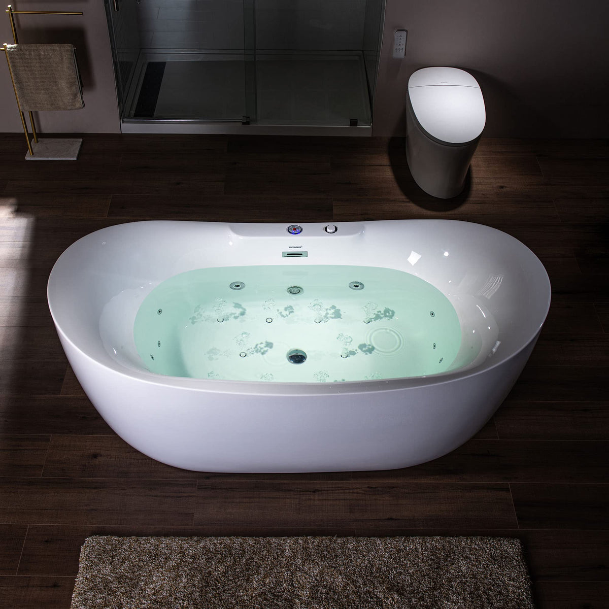 WOODBRIDGE 72"Ã35-3/8" Double Slipper Whirlpool&Air, Heated Soaking Bathtub