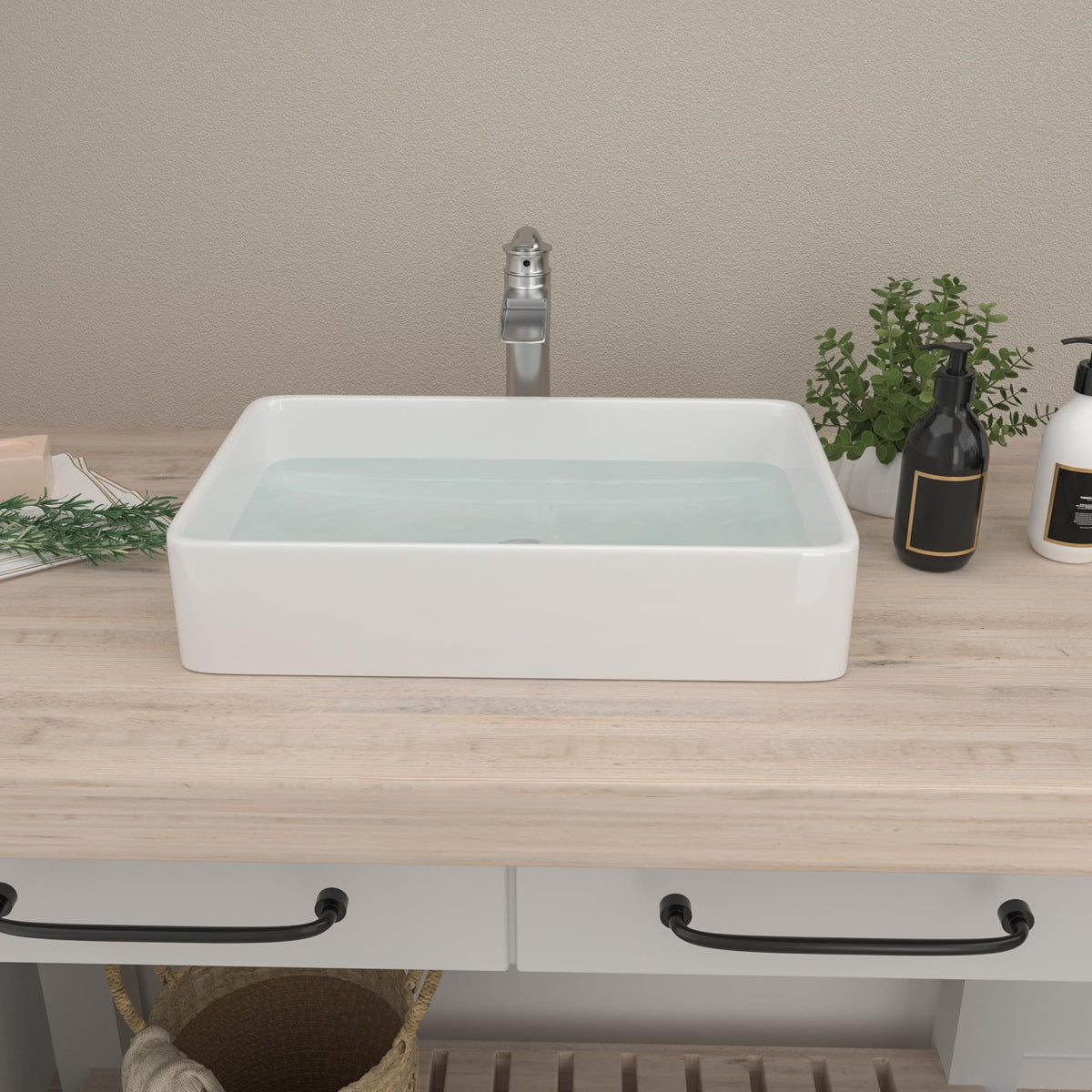 Mocoloo Bathroom Sink Undermount 22"x16" White Rectangle Porcelain Sink with Vertical Sides and Overflow Drain Under Counter Mount Ceramic Lavatory Vanity Sinks for Bathroom Interior Size 19 x 13