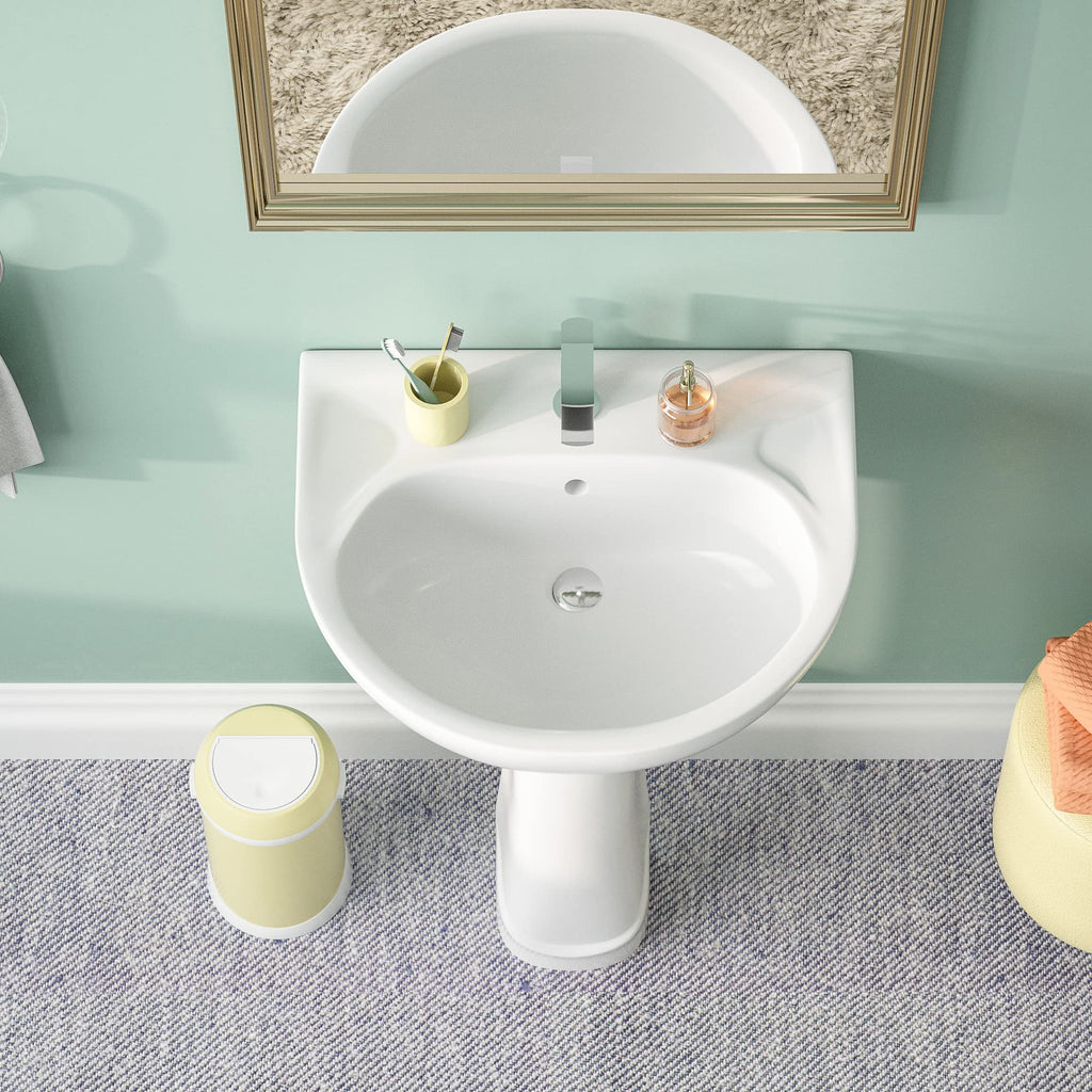 DeerValley Compact Bathroom Sink White 20"x17" Ceramic Sleek Basin DV-1P523
