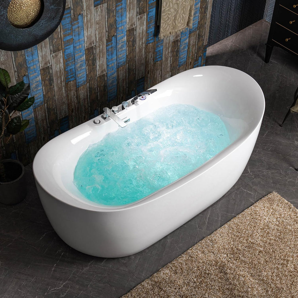 WOODBRIDGE 72"Ã35-3/8" Whirlpool & Air, Heated Soaking Bathtub with Faucet