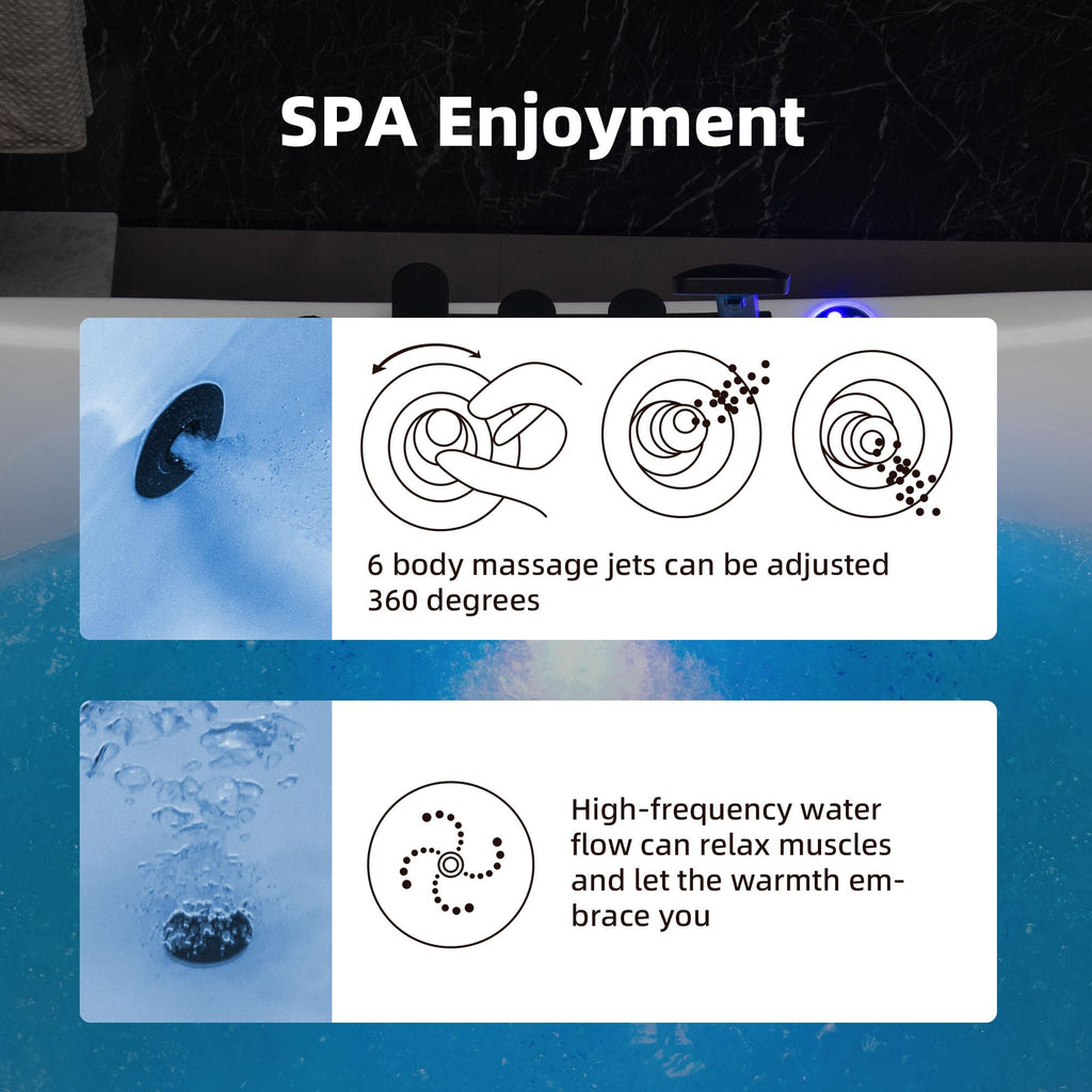 WOODBRIDGE 72"Ã35-3/8" Double Slipper Whirlpool&Air, Heated Soaking Bathtub