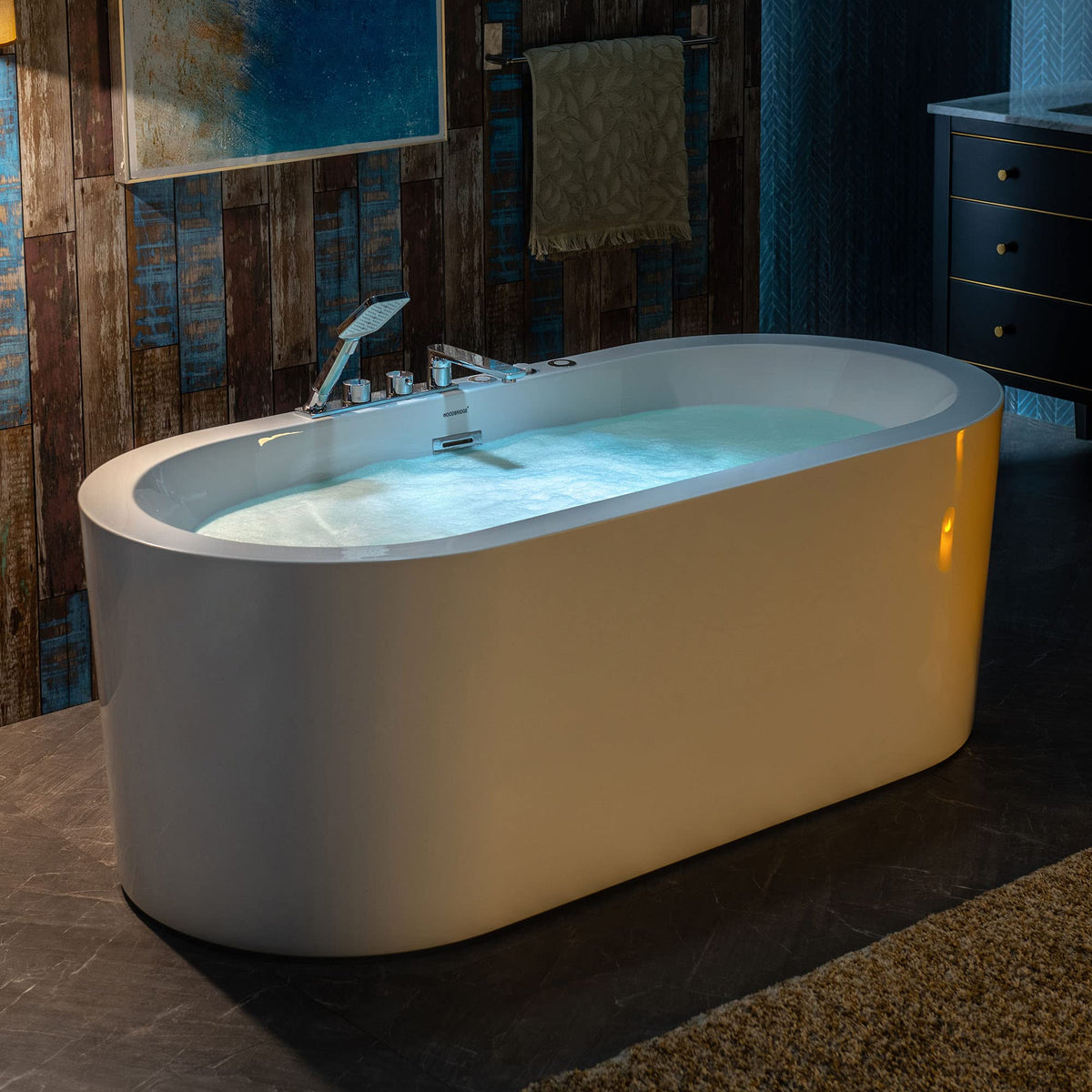 WOODBRIDGE 59"Ã31-1/2" Compact Whirlpool & Air, Heated Bathtub with Faucet