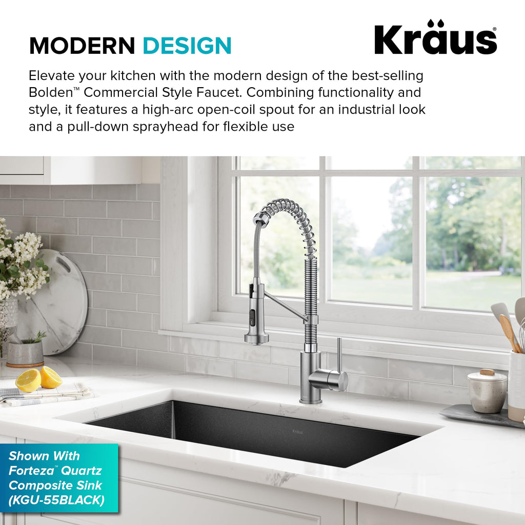 KRAUS Chrome 18.75 in Commercial Pull Down Kitchen Faucet KPF-1610CH