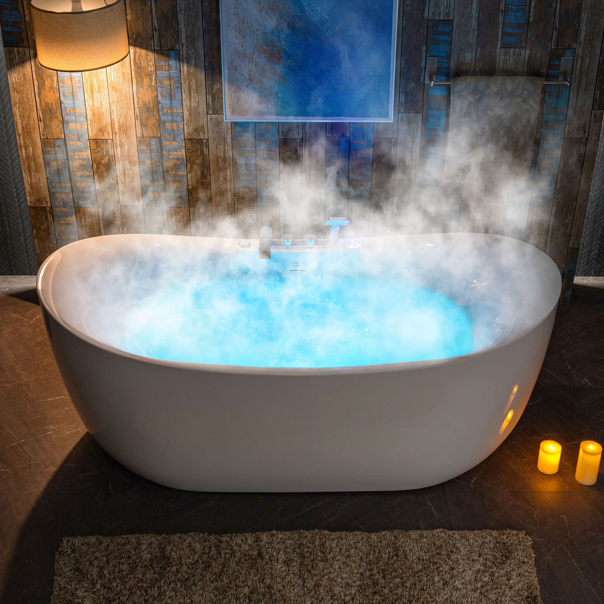 WOODBRIDGE 72"Ã35-3/8" Double Slipper Whirlpool&Air, Heated Soaking Bathtub