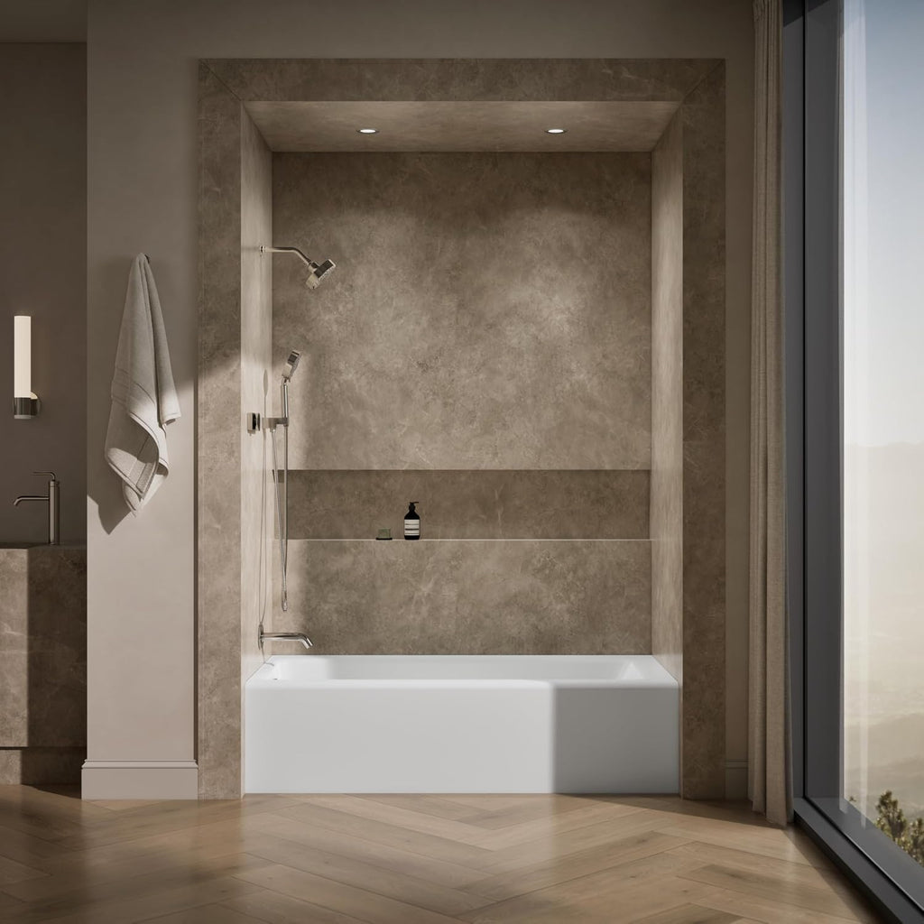 KOHLER K-847-0 Bellwether 66-Inch x 32-Inch Alcove Bath with Integral Apron and left hand drain, White