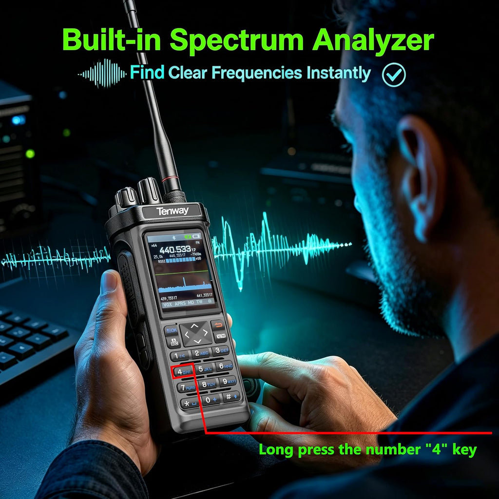 Tenway TP-900 PRO 10W Handheld Ham Radio with NOAA, GPS APRS, 27MHz Antenna