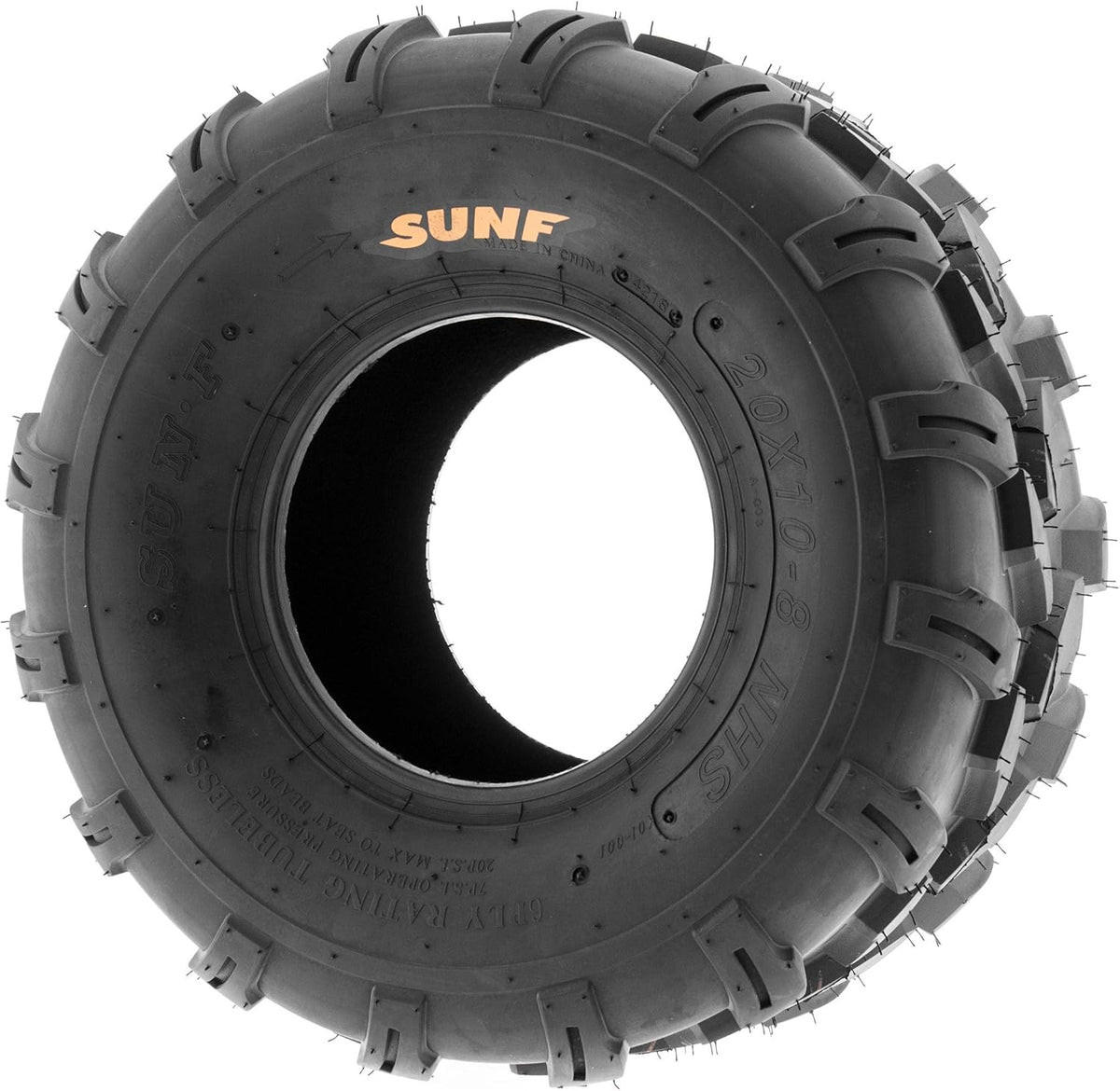 SunF Set of 2 ATV Tires 20x10.00-8, 20x10x8 Lawn Mower Off-Road Tires 6 Ply Directional Knobby Tread-A003