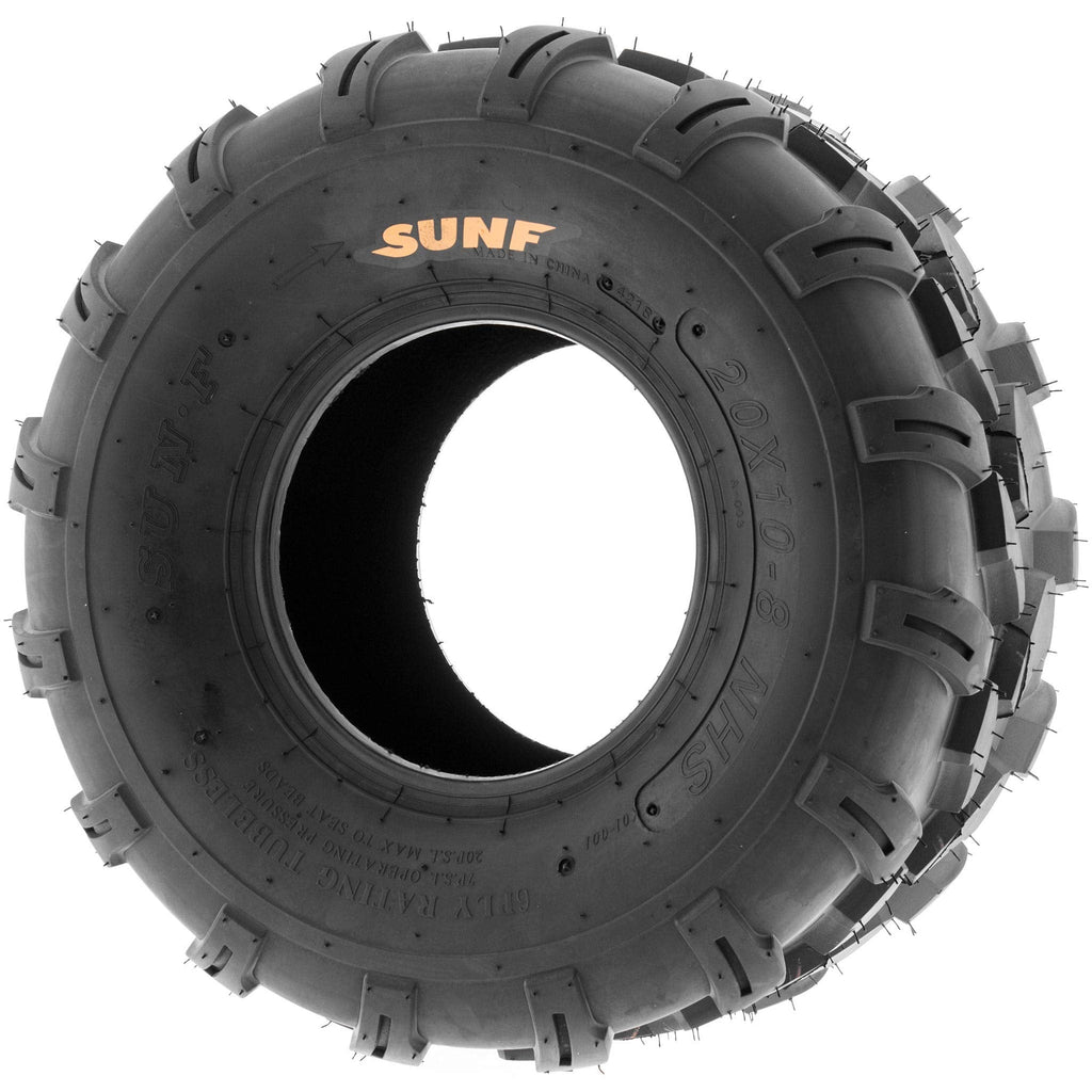 SunF Set of 2 ATV Tires 20x10.00-8, 20x10x8 Lawn Mower Off-Road Tires 6 Ply Directional Knobby Tread-A003