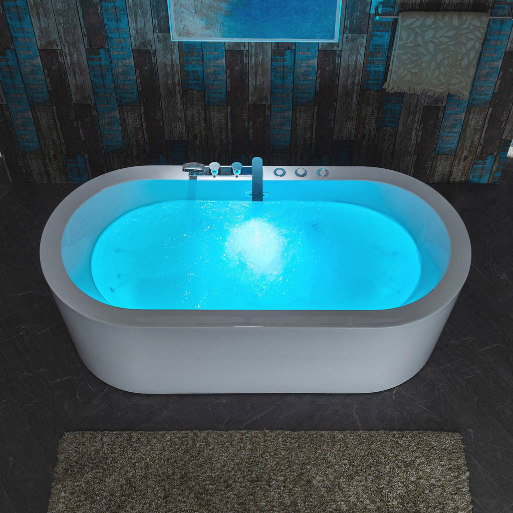 WOODBRIDGE 59"Ã31-1/2" Compact Whirlpool & Air, Heated Bathtub with Faucet