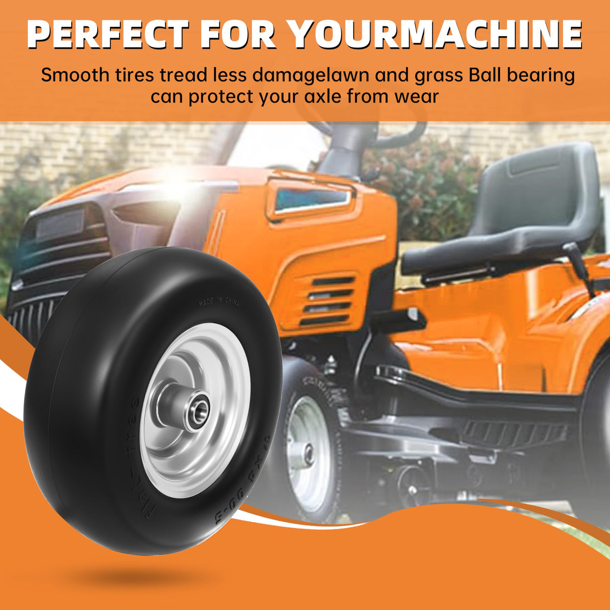 2-Pack 20x10.00-8 Tubeless Lawn Mower Rear Tire and Wheel Assembly, 4-Ply.