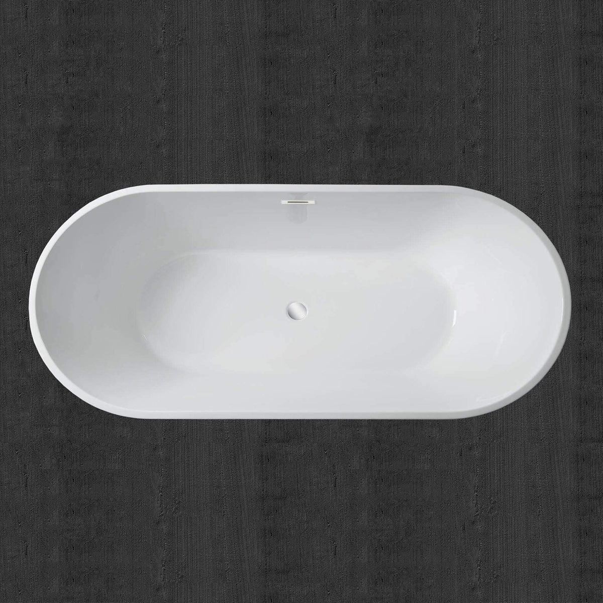 WOODBRIDGE 54" Acrylic Freestanding Bathtub Contemporary Soaking White Tub with Matte Black Overflow and Drain,BTA1702-MB