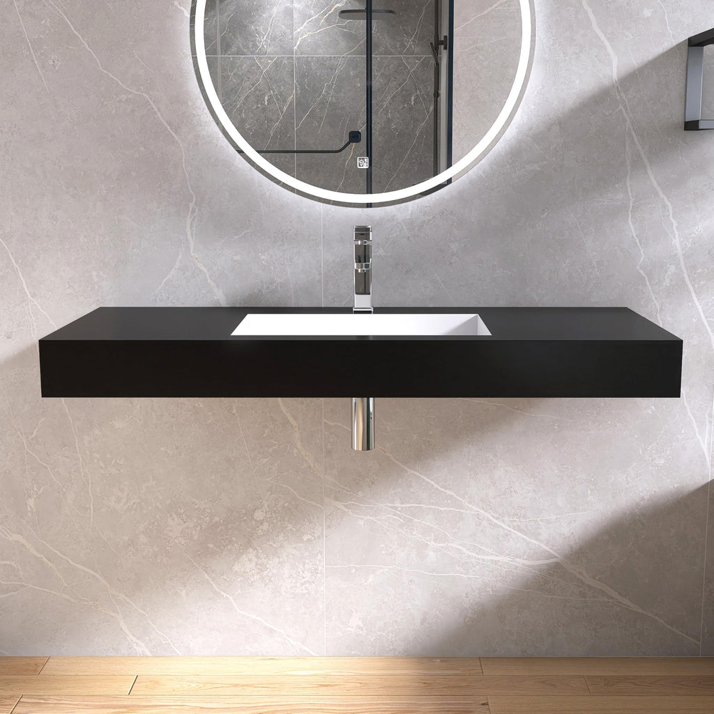 47" Wall Mount Sink, Artificial Stone Bathroom Sink, Single Hole