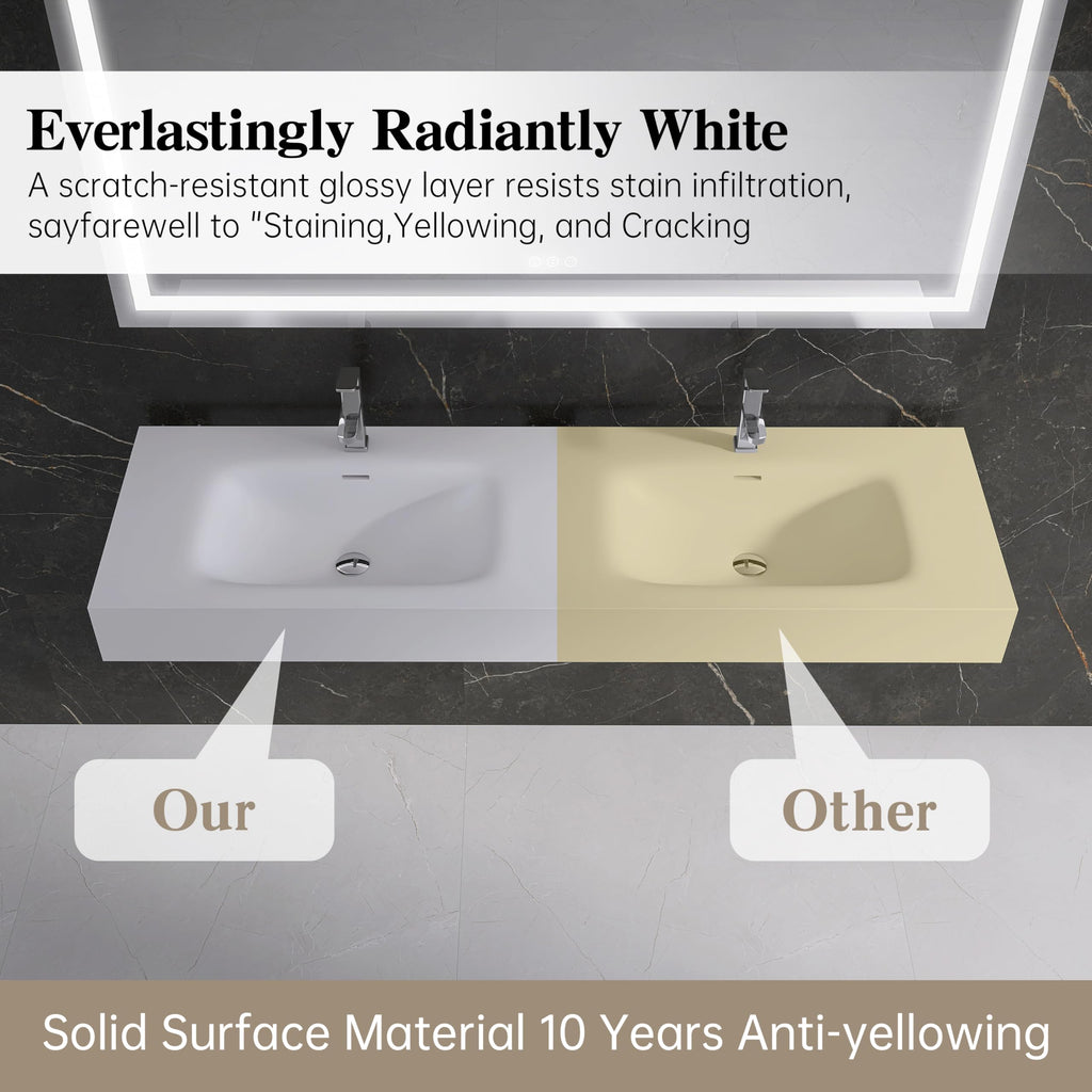 47" Wall Mount Sink, Artificial Stone Bathroom Sink, Single Hole