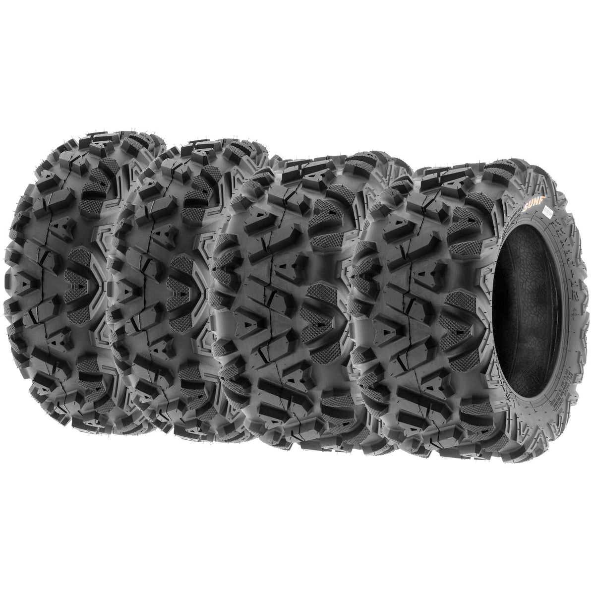 Set of 4 SunF Power.I ATV UTV all-terrain Tires 25x8-12 Front & 25x10-12 Rear, 6 PR, Tubeless A033