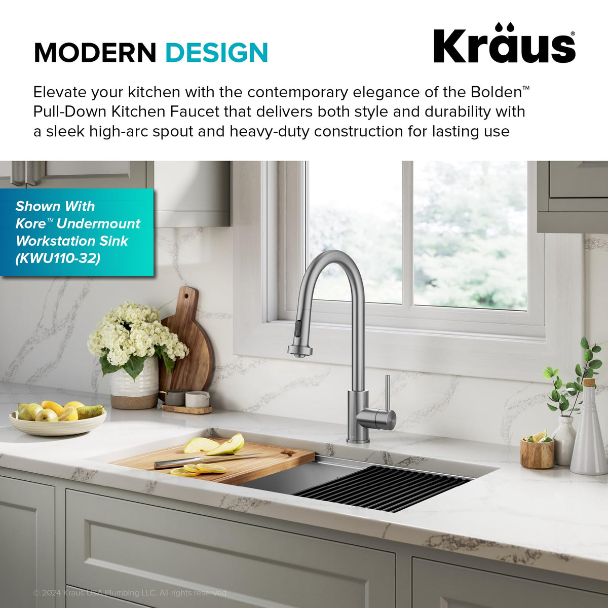KRAUS Chrome 18.75 in Commercial Pull Down Kitchen Faucet KPF-1610CH