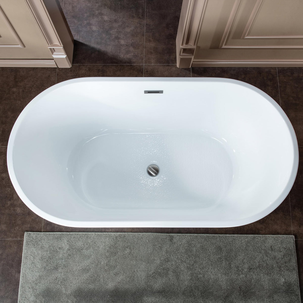 WOODBRIDGE 59" L x 29-1/2" W Freestanding Contemporary Soaking Bathtub with Chrome Drain & Overflow, White, B2514 C