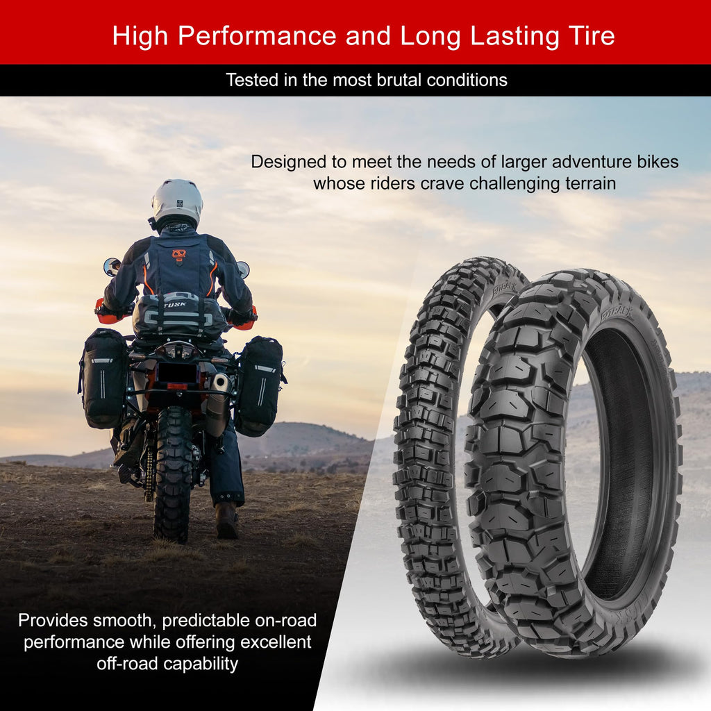 Tusk 2Track Adventure Motorcycle Tire Set ¨C 90/90-21 Front & 130/80-17 Rear ¨C Dual-Sport Off-Road Tires