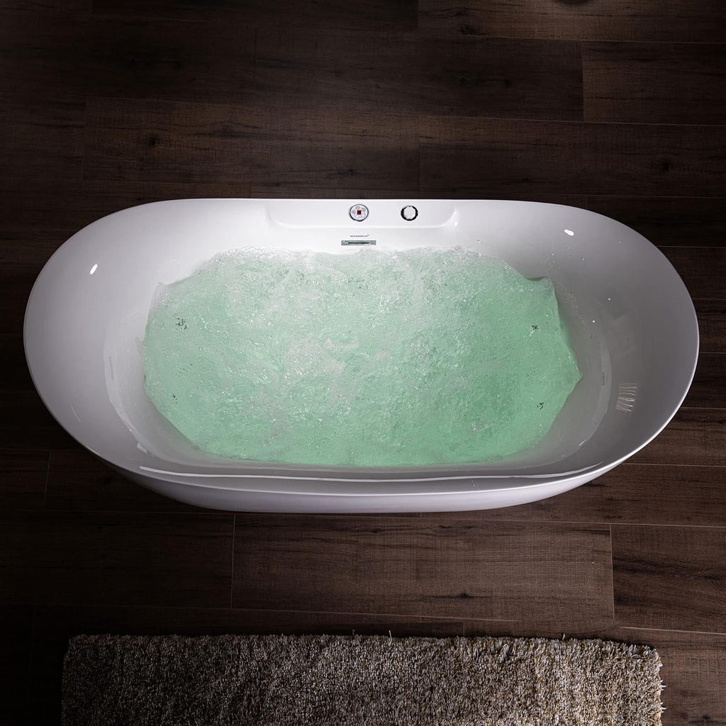 WOODBRIDGE 72"Ã35-3/8" Double Slipper Whirlpool&Air, Heated Soaking Bathtub