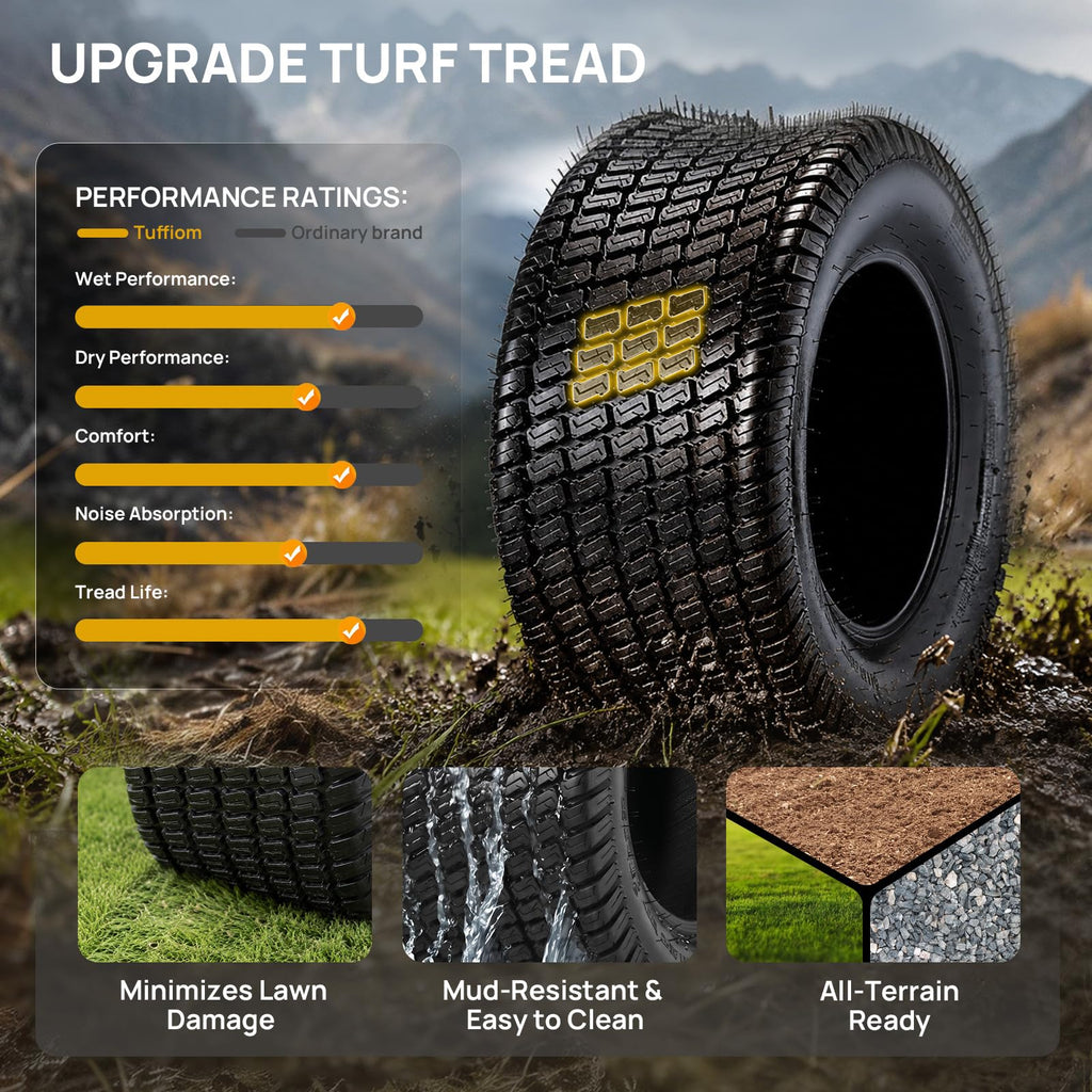 TUFFIOM 20x10.00-8 Lawn Mower Tires 2 Pack, 4PR 20x10x8 Tubeless Lawn Tractor Tires,1190 lbs Capacity Garden Tires, Compatible With Most Lawn & Garden Utility Vehicles