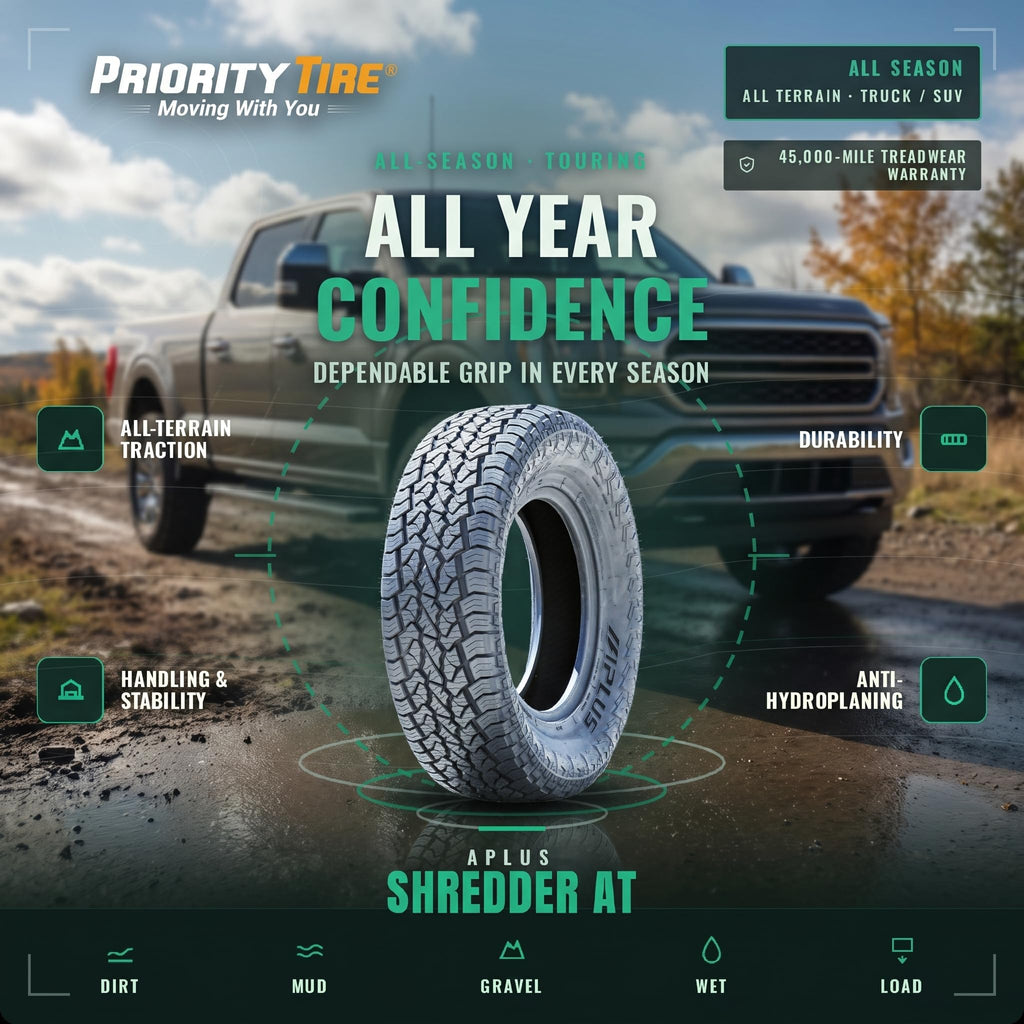 Aplus Shredder AT A/T All-Terrain Off-Road Light Truck Radial Tire-LT235/85R16 235/85/16 235/85-16 120/116S Load Range E LRE 10-Ply BSW Black Side Wall