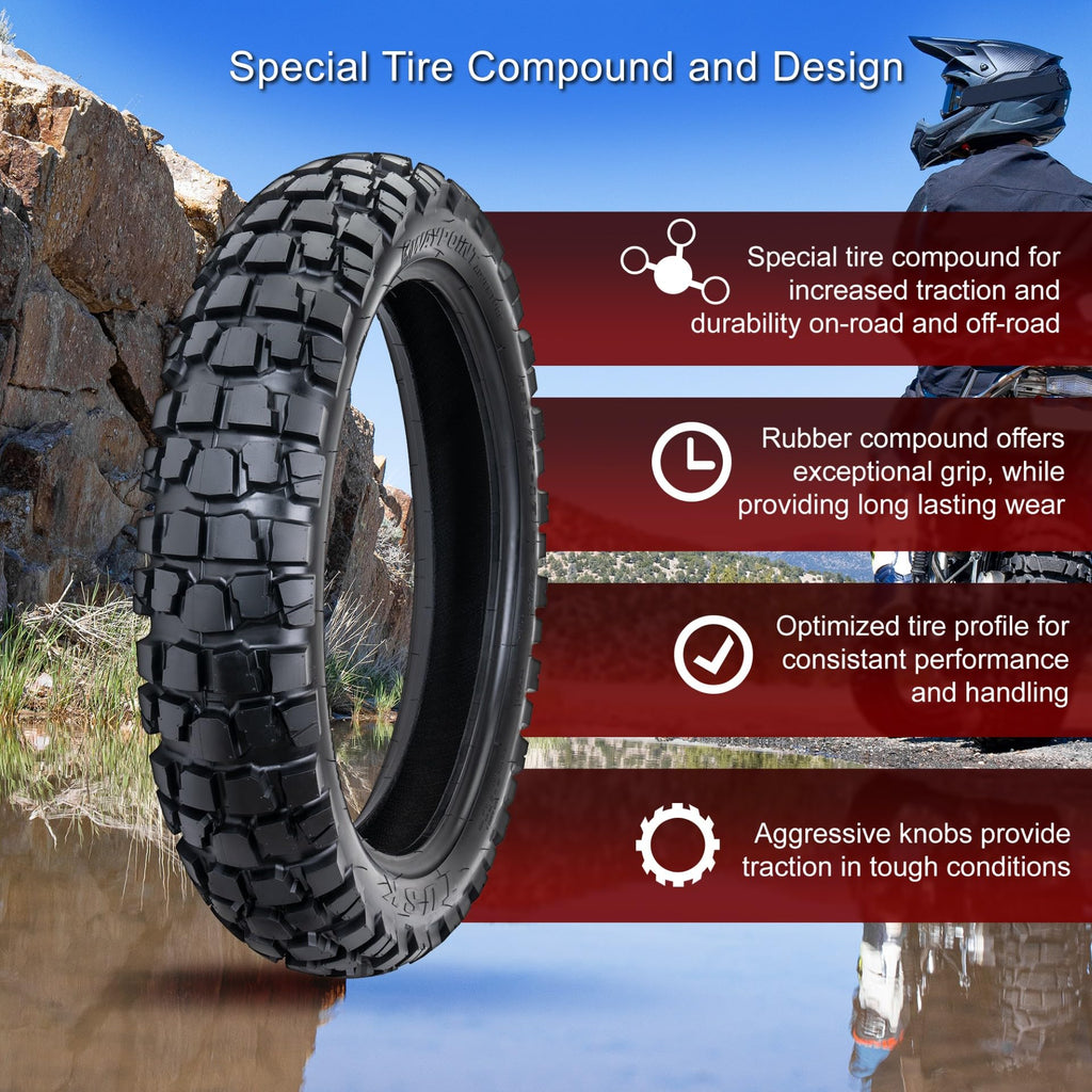Tusk Waypoint Adventure Motorcycle Tire Set ¨C 90/90-21 Front & 130/90-17 Rear (68R) Tube Type