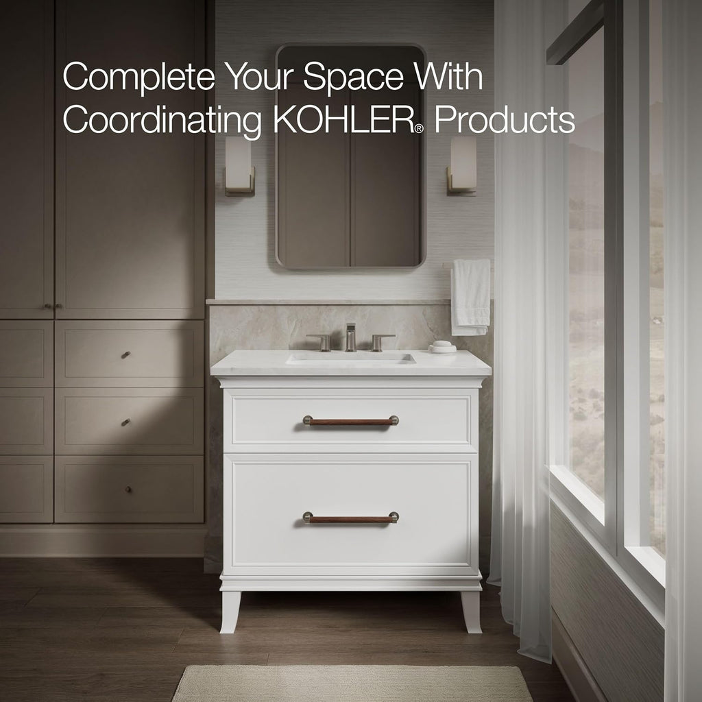 KOHLER 20000-0 Caxton Rectangle Undermount Bathroom Sink, Bathroom Vanity Sink with Overflow Drain, 20-1/4 L x 15-11/16 W, White
