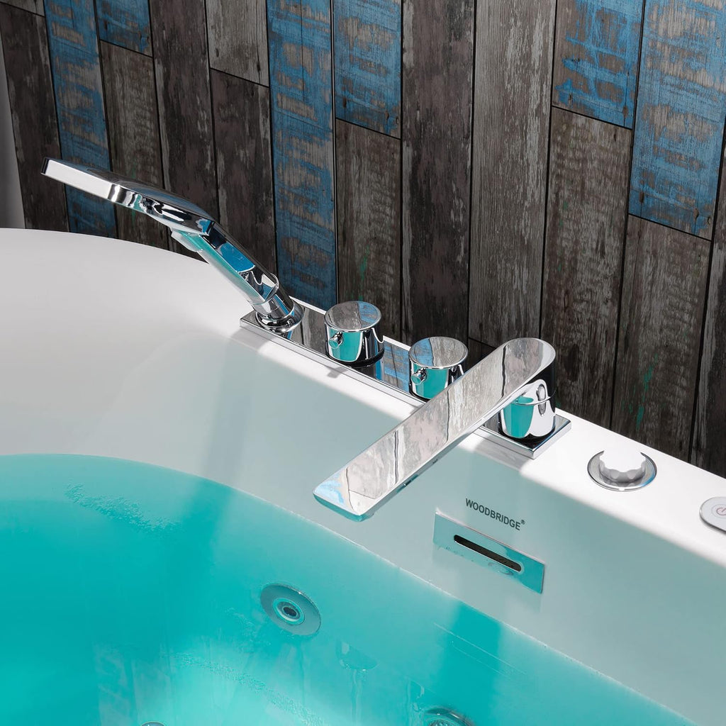 WOODBRIDGE 59"Ã31-1/2" Compact Whirlpool & Air, Heated Bathtub with Faucet