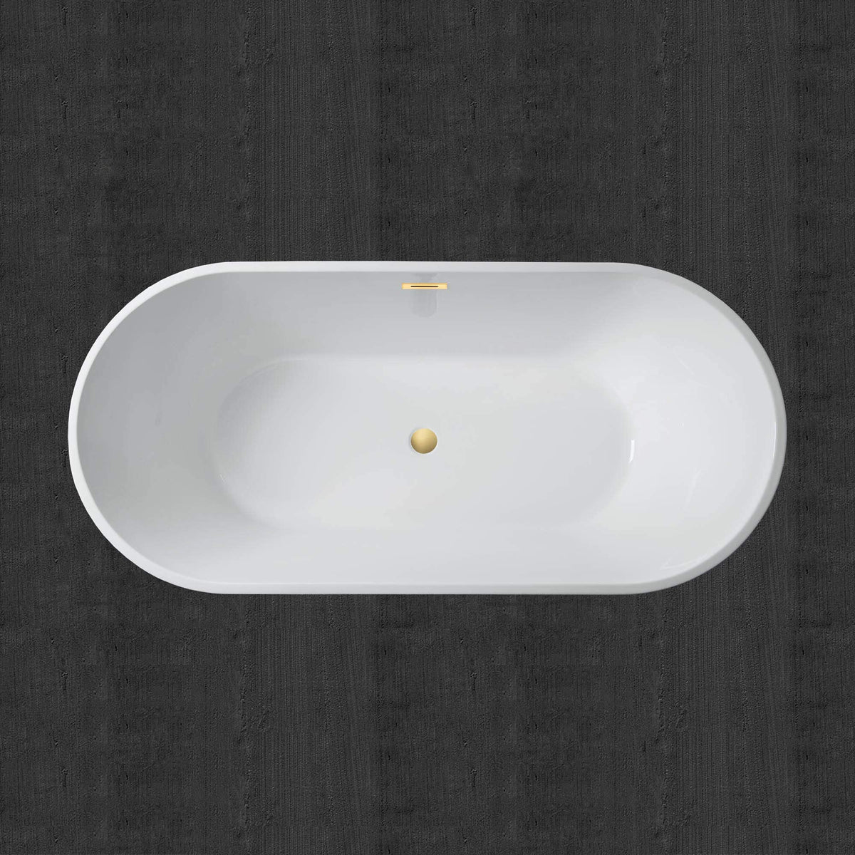 WOODBRIDGE 54" Acrylic Freestanding Bathtub Contemporary Soaking White Tub with Matte Black Overflow and Drain,BTA1702-MB