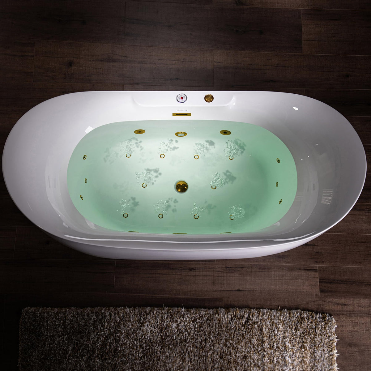 WOODBRIDGE 72"Ã35-3/8" Double Slipper Whirlpool&Air, Heated Soaking Bathtub