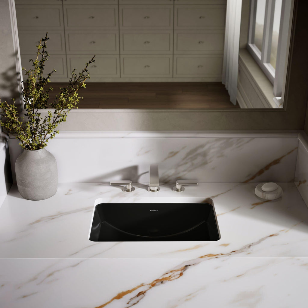 KOHLER 2214-0 Ladena Rectangular Undermount Bathroom Sink With Curved Bottom, 20-7/8" W X 14-3/8" L, White