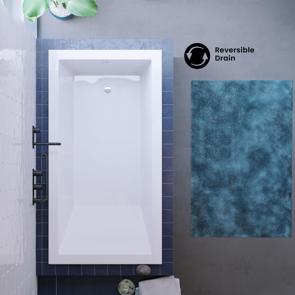 Swiss Madison Voltaire 66" x 36" Reversible Drain Drop-In Bathtub